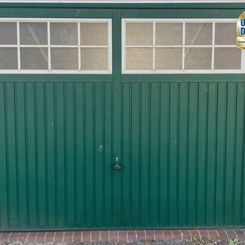 Garador Salisbury Up & Over Door in Moss Green with White Windows