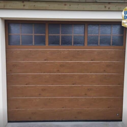 Ryterna Sectional Garage Door in Mid Rib with Top Glazing and Old Oak finish