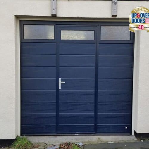 Ryterna Sectional Garage Door with Wicket _ Pass Door in Navy Blue